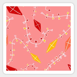 Colorful Kites on Pink Sticker